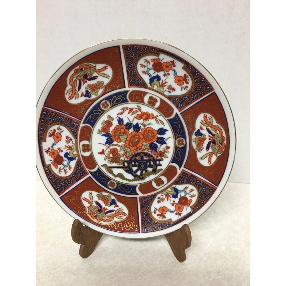 Vintage  Japanese  6.25” Blue Red Gold Decorative Plate